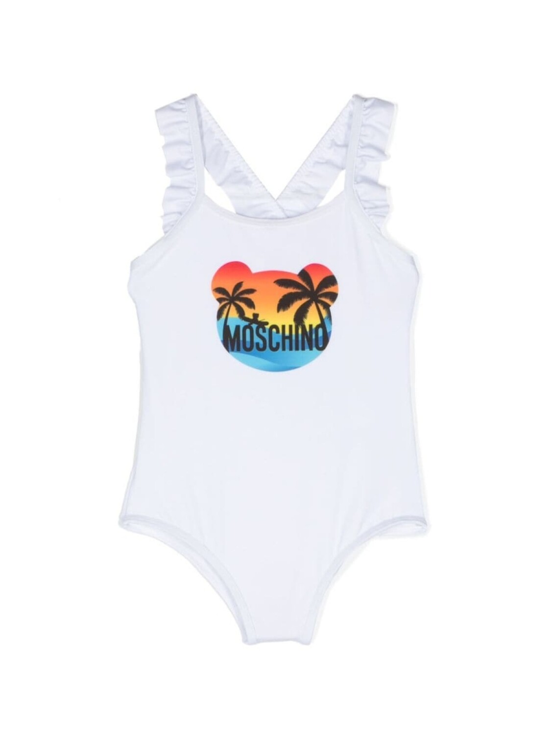 

Moschino Kids купальник Teddy Bear с оборками, белый