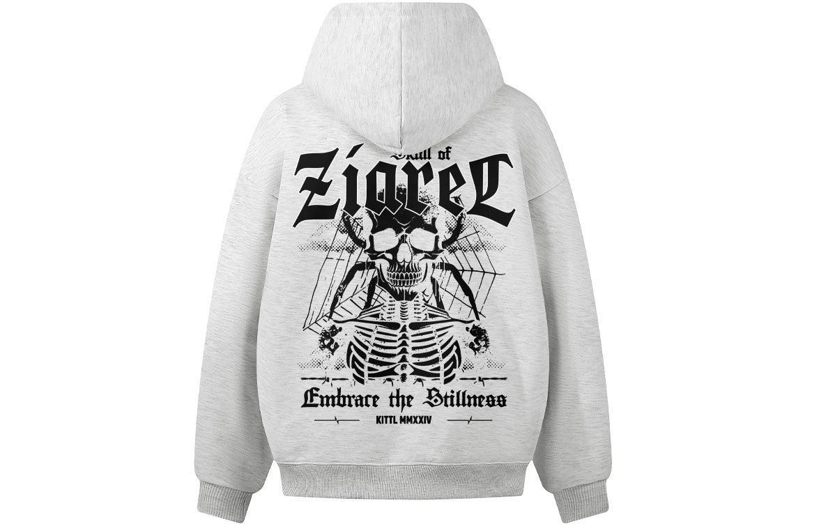 

Толстовка Unisex Hooded Moderate Heavyweight ZIAREL, белый heather серый