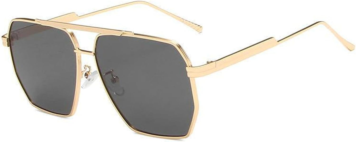 

Солнцезащитные очки Willochra Retro с двойным лучом для женщин и мужчин, винтажные, большие квадратные, классическая крупная металлическая оправа в стиле «пилот», модель F27, Gold Black