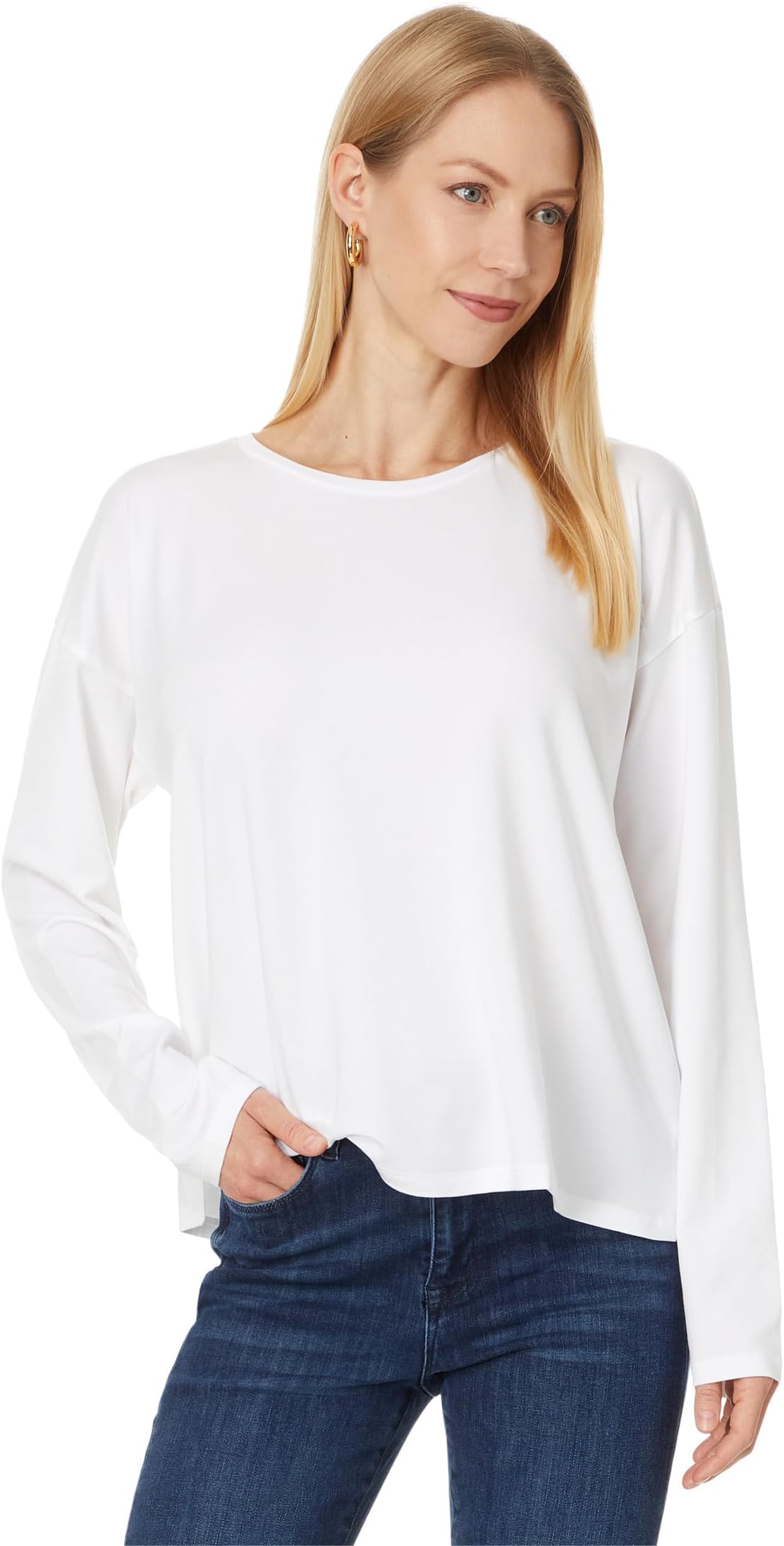 

Топ Eileen Fisher Crew Neck Box Top, белый