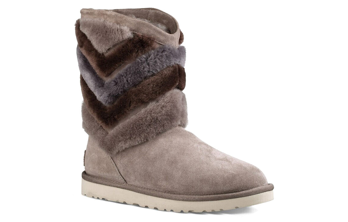 Ботинки зимние UGG средней высоты, синий / серый — фото 3