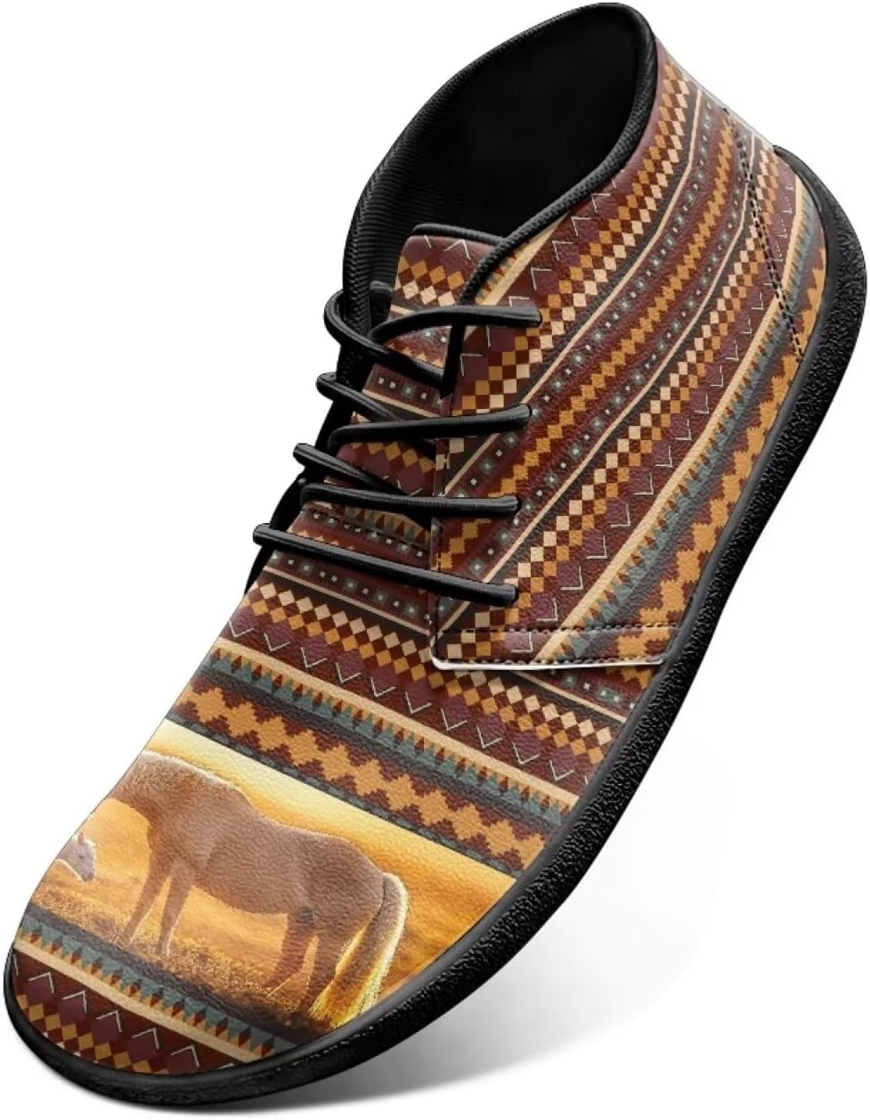 

Мужские кожаные лоферы на шнуровке с широким носком, модель «Такса Форхринс» в леопардовом принте, легкие и удобные, размер US 6-14 Forchrinse, Retro African Stripe and Horse