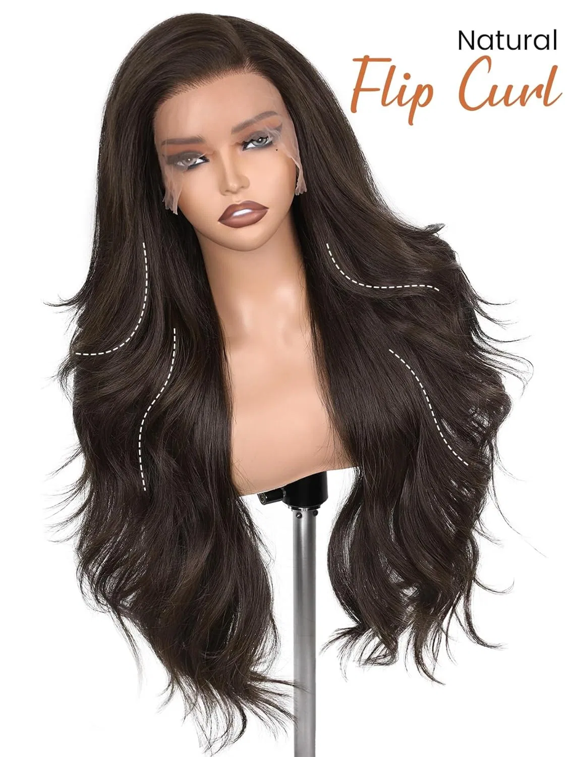 Длинный парик «Flip Curl» от WIGNEE Wignee, Braun — фото 4