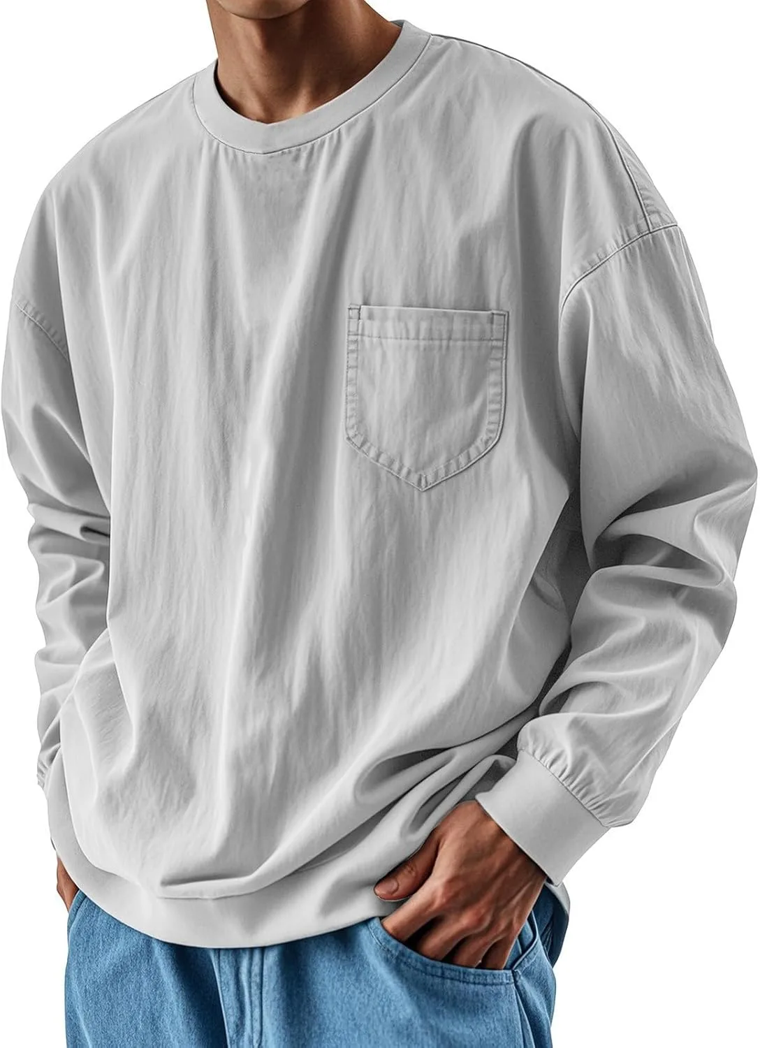 

Мужская футболка с длинным рукавом и круглым вырезом lopmou