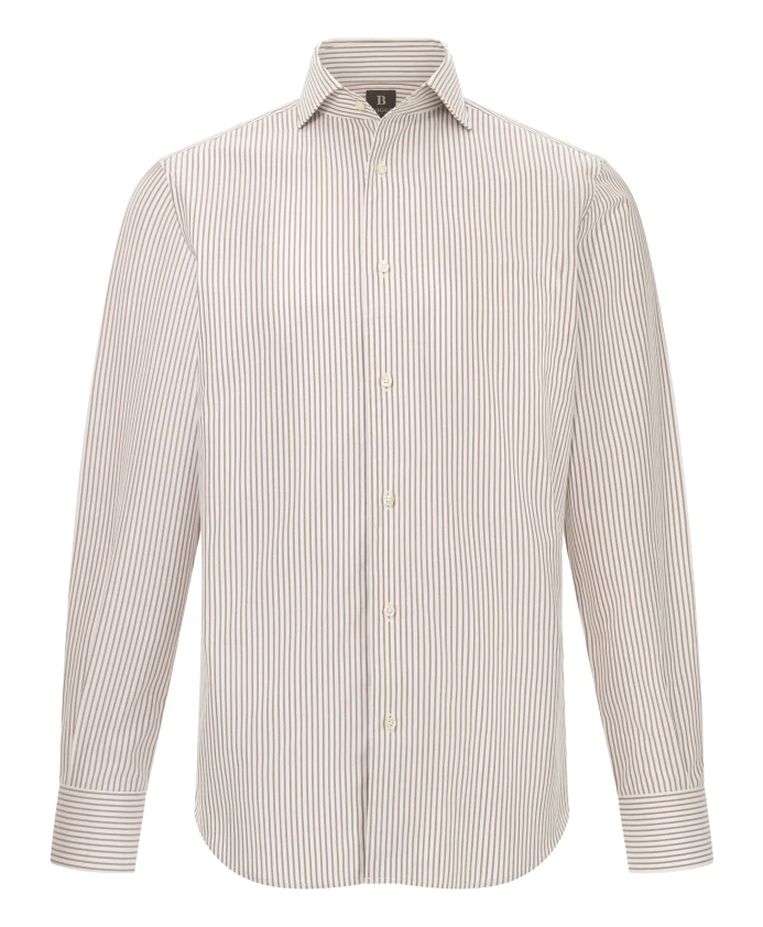 

Хлопковая рубашка в полоску стандартного кроя Boggi Milano, коричневый