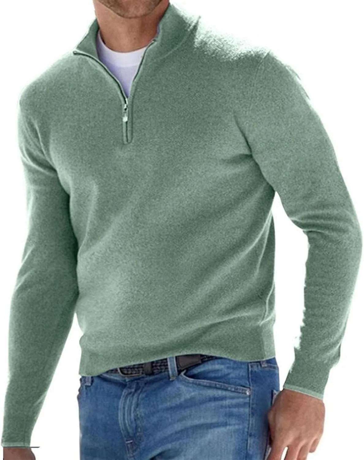 

Мужской пуловер с четвертью молнии, Slim Fit, Mock Neck