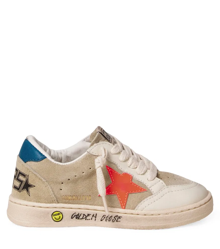 Замшевые кроссовки Ball Star Golden Goose Kids, бежевый — фото 4