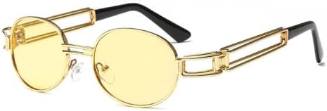 

Модные круглые солнцезащитные очки для женщин и мужчин в винтажном стиле с металлической оправой, в стиле стимпанк, солнцезащитные очки UV400 для мужчин MTZJH, C5 Gold-yellow