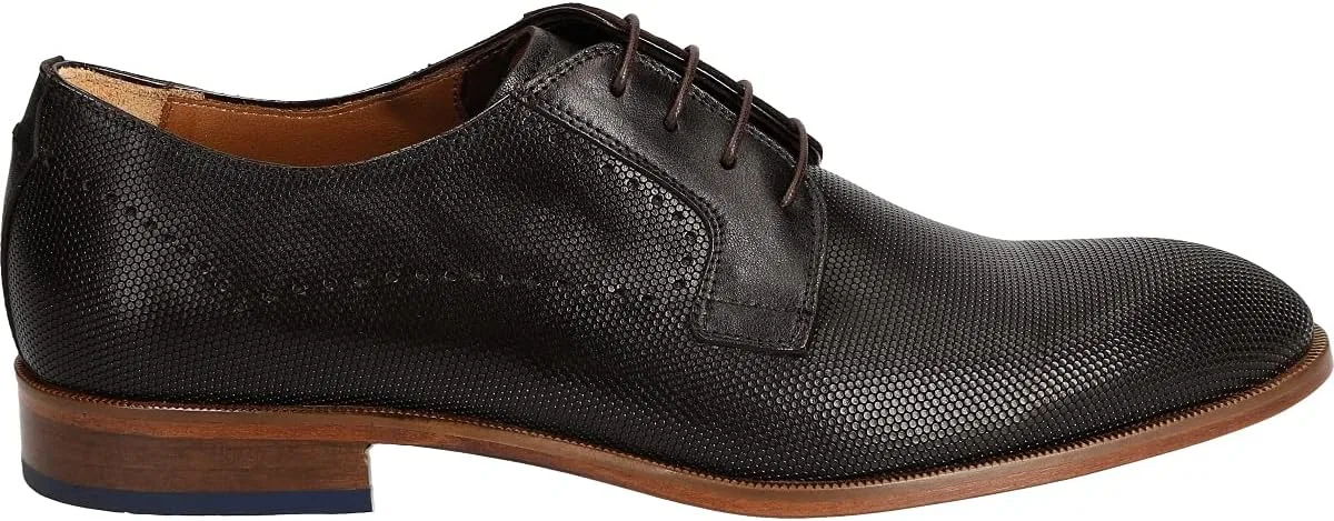 Мужские кожаные туфли Lüke Schuhe черного цвета на шнуровке, модель 392 — фото 2