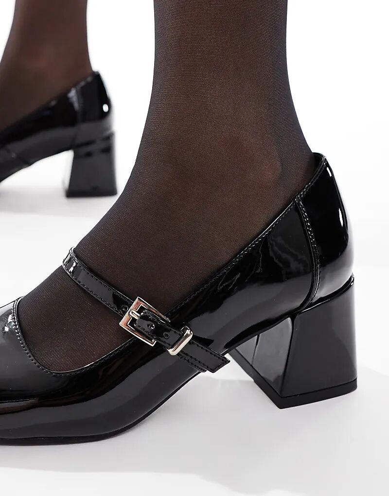 Туфли London Rebel Hazel на среднем каблуке, лакированные, черные — фото 3