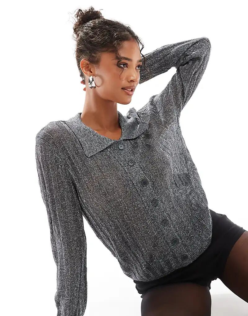 

Трикотажная рубашка в асфальтовом блеске Vero Moda