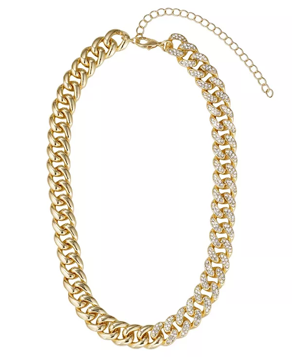 

Золотая цепочка с кристаллами, состоящая из полукольцов Adornia, gold