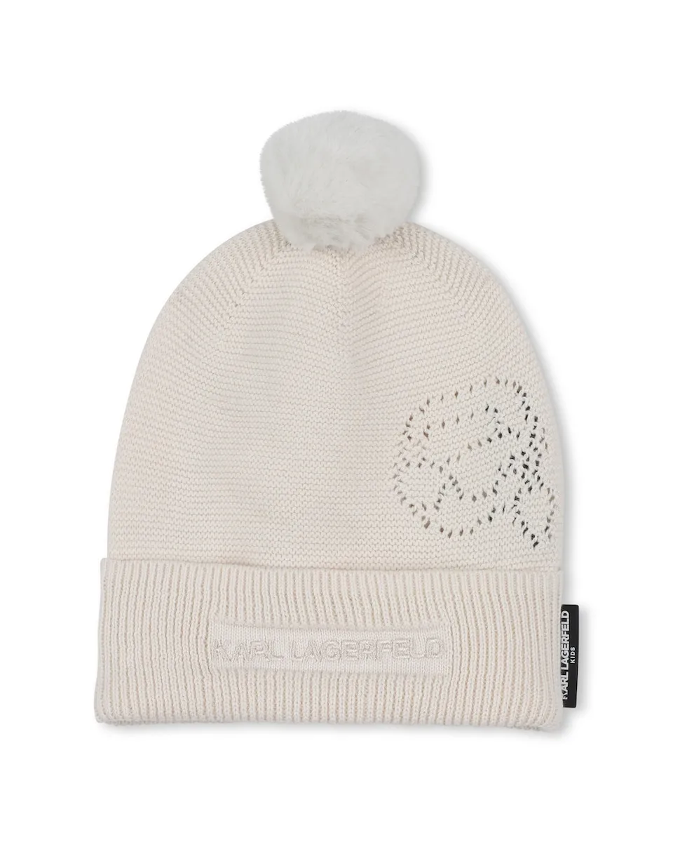 

Детская шапочка из натурального хлопка Karl Lagerfeld Kids, бежевый