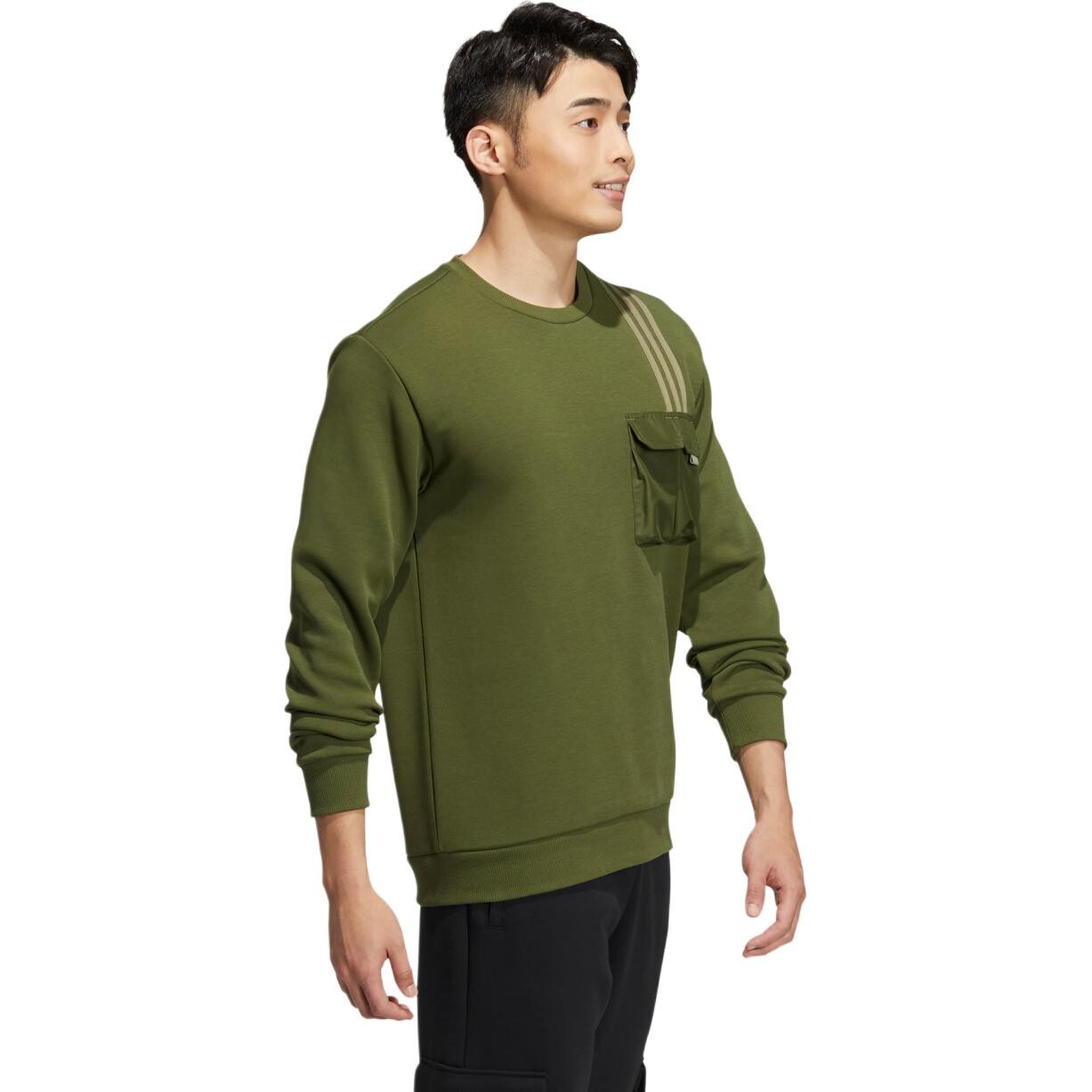 Толстовка мужская оливково-зеленая Adidas Neo, оливково-зеленый — фото 3