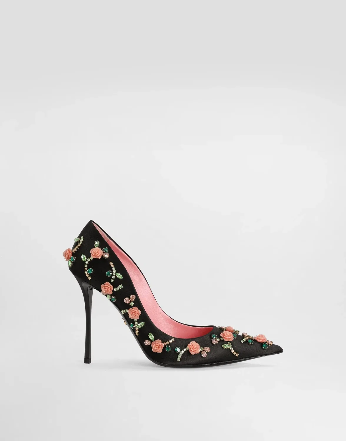 Атласные туфли-лодочки с украшениями DOLCE & GABBANA, черный