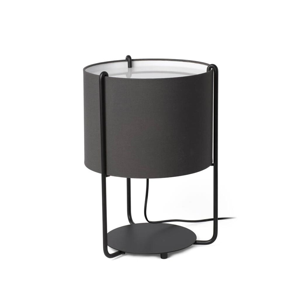

Настольная лампа Faro Drum Black, серый абажур 1Xe27, черный