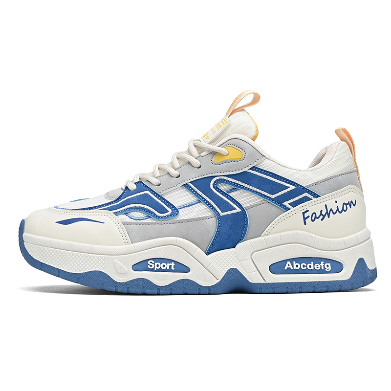 

Легкие, амортизирующие, противоскользящие, износостойкие, сбалансированные, низкие повседневные мужские туфли Boogie Bear, White Blue