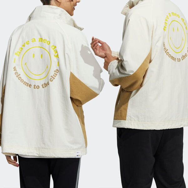 Куртка adidas neo U Smly Jkt Casual Sports Smiling Face Pattern Jacket Khaki, хаки — фото 4