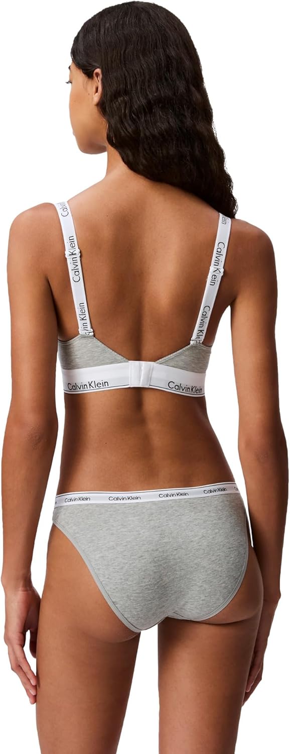 Женский современный хлопковый бюстгальтер-бралетт Calvin Klein с легкой подкладкой, Grey Heather — фото 2