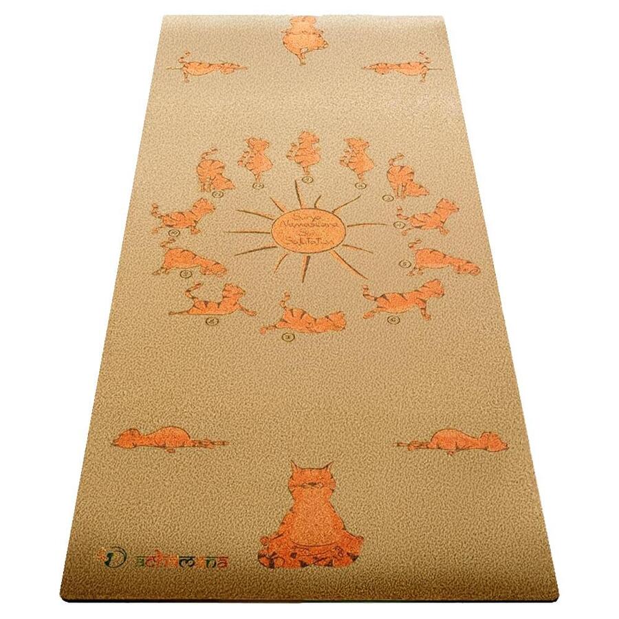 

ACHAMANA Детский пробковый коврик для йоги, комфорт и сцепление, 6 мм x 61 см x 1,51 м, Cat Yogis