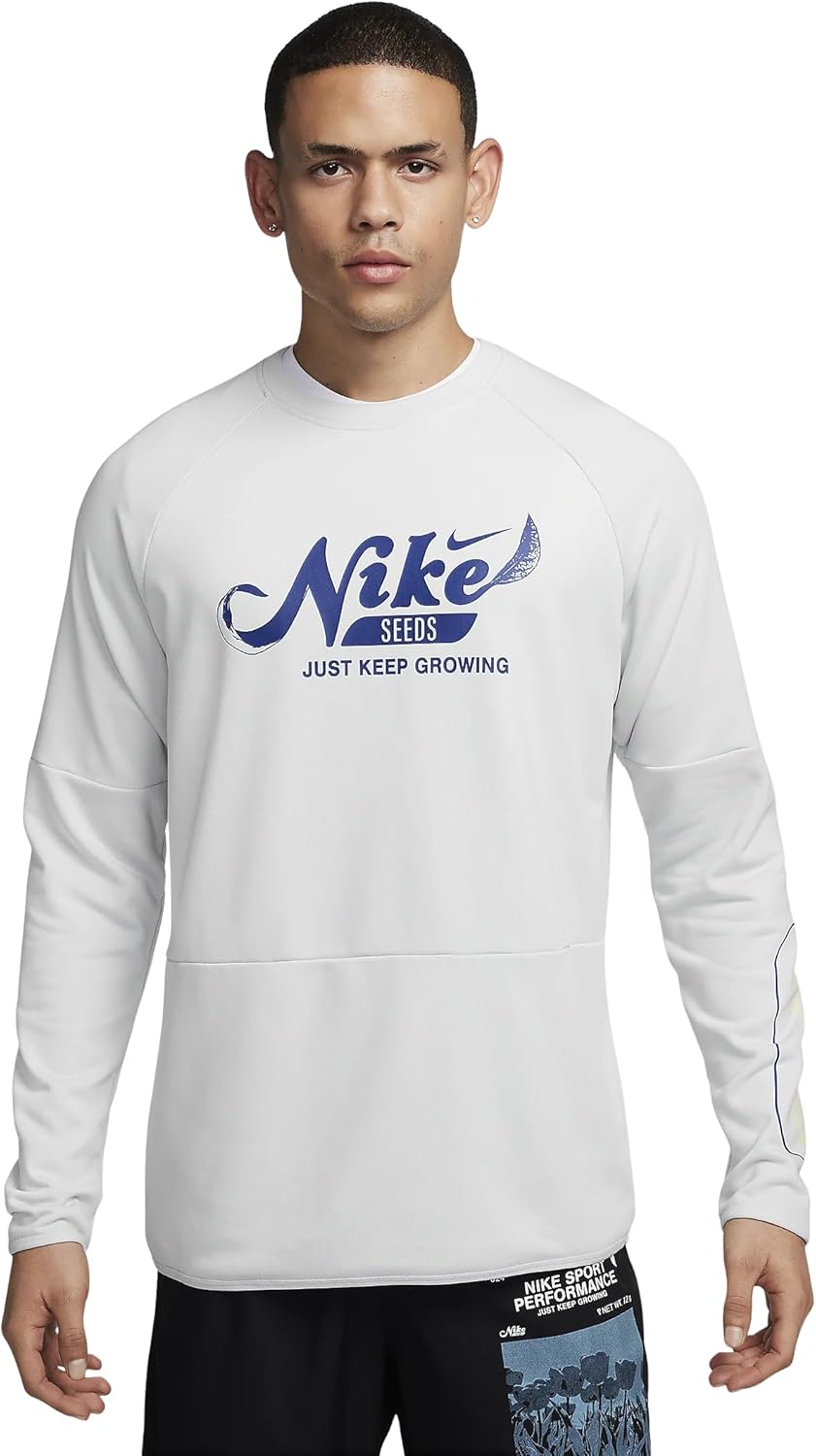 

Мужской флисовый топ для фитнеса Dri-FIT от Nike с круглым вырезом (Photon Dust/Photon Dust/Deep Royal Blue, FN3289-025), Photon Dust