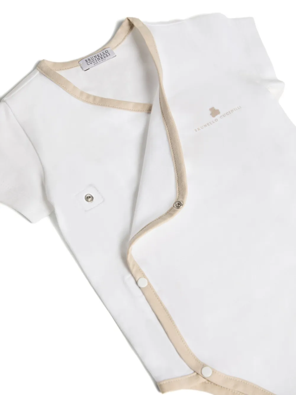 Боди из эластичного хлопка Brunello Cucinelli Kids, белый — фото 3