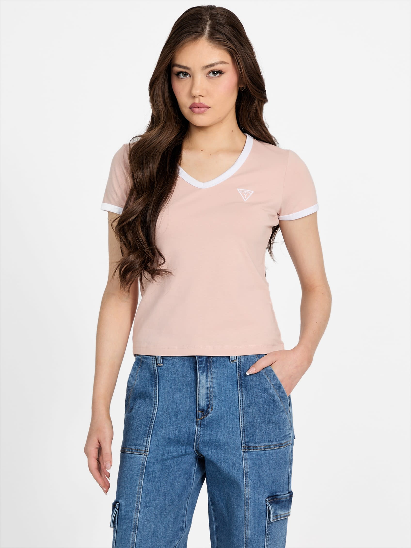 

Короткий топ Guess Factory, розовый