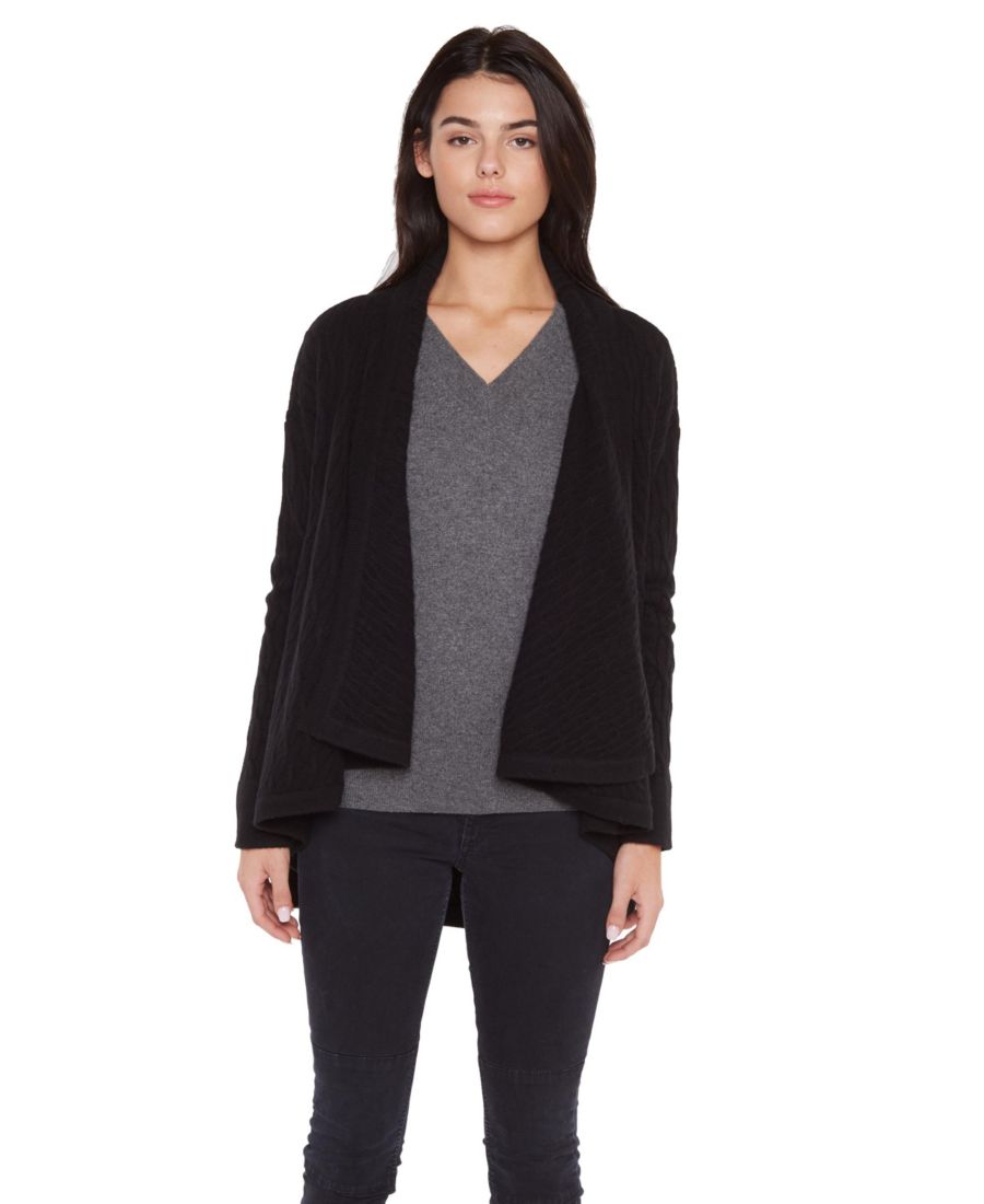 

Женский кардиган из 100% чистого кашемира, четырехслойная вязка косами, с драпировкой спереди JENNIE LIU, Black