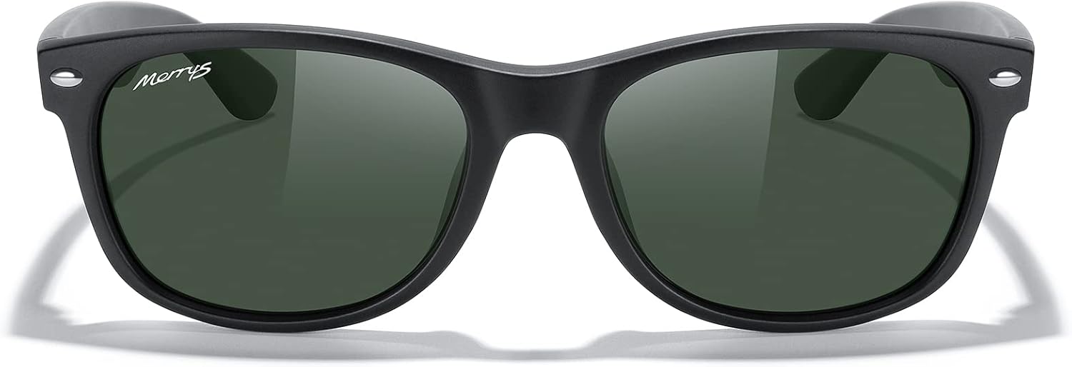 

Солнцезащитные очки MERRY'S Polarized Unisex Shades для мужчин и женщин, винтажные поляризованные солнцезащитные очки с зеркальными линзами, Matte Black Frame/Non-polarized G15 Glass Lens
