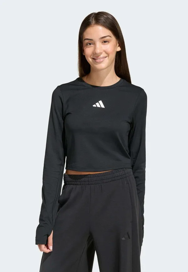 Укороченный топ с длинными рукавами в стиле techfit для подростков Adidas Performance, Black/White