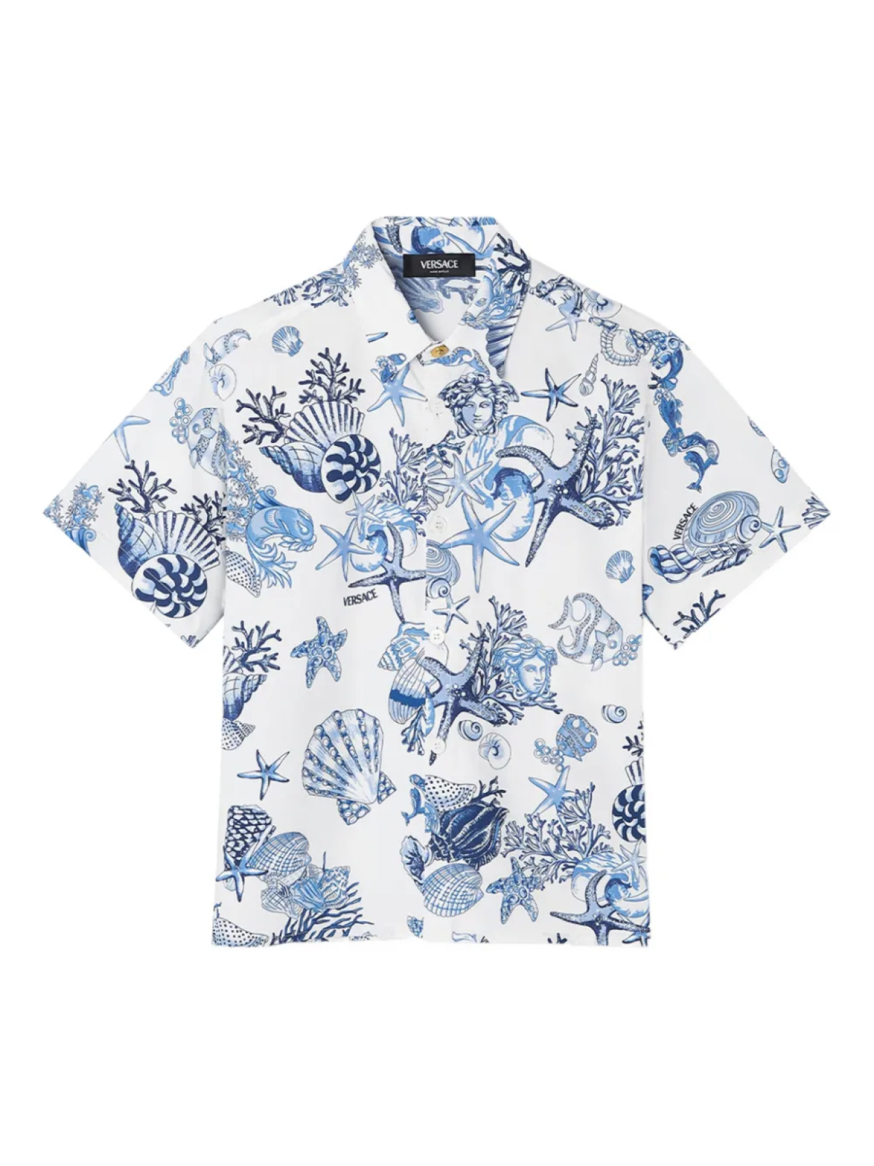 

Рубашка с короткими рукавами Versace Kids Underwater Barocco, белый