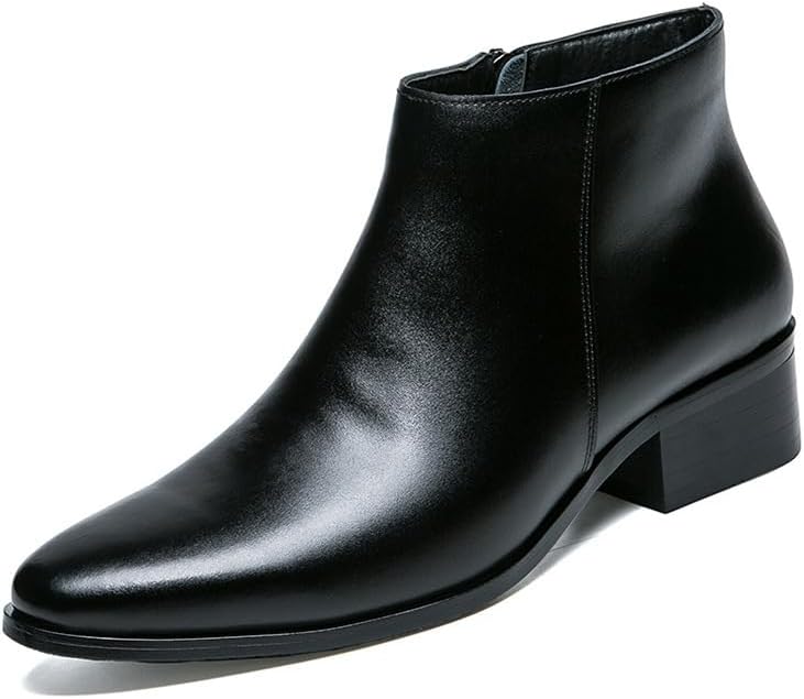 

Мужские деловые ботильоны на боковой молнии, удобные туфли челси на кубинском каблуке Waolsu, черный