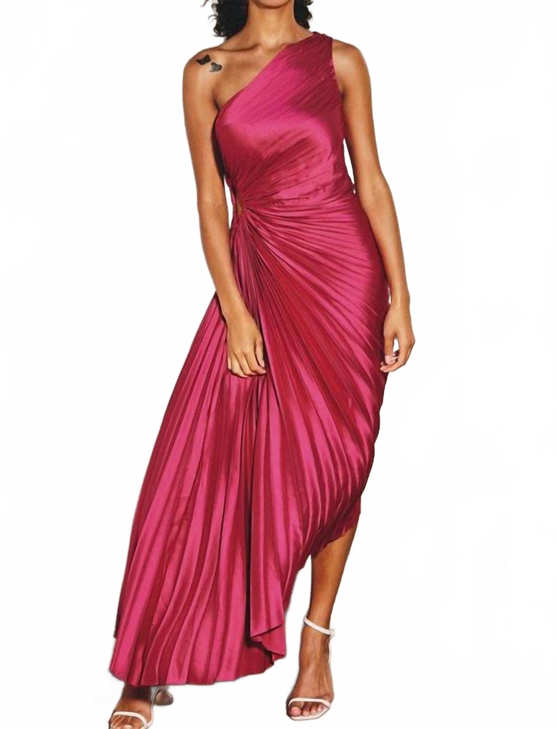 

Olympia Асимметричное плиссированное макси-платье в цвете фуксия DRESS FORUM