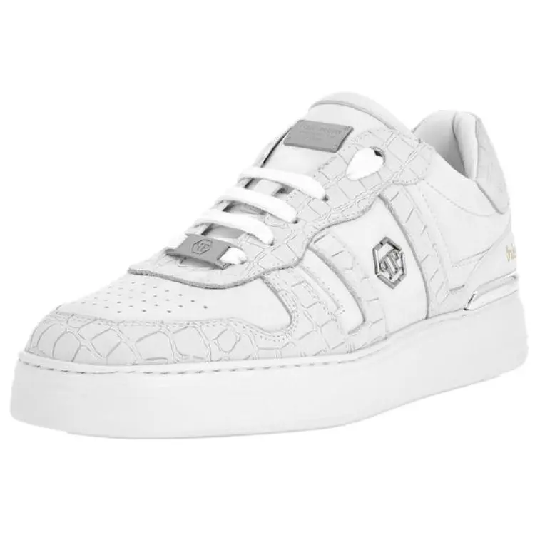 PHILIPP PLEIN Кроссовки Cocco Genuine Leather Low top Skateboard Unisex White — фото 4