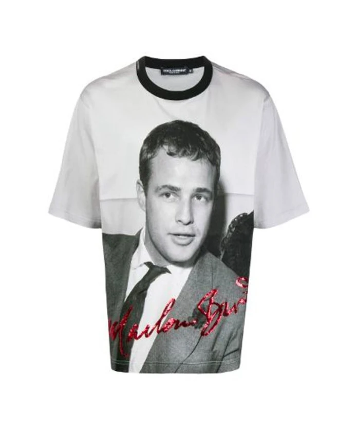 

Футболка с изображением Марлона Брандо Dolce & Gabbana, серый