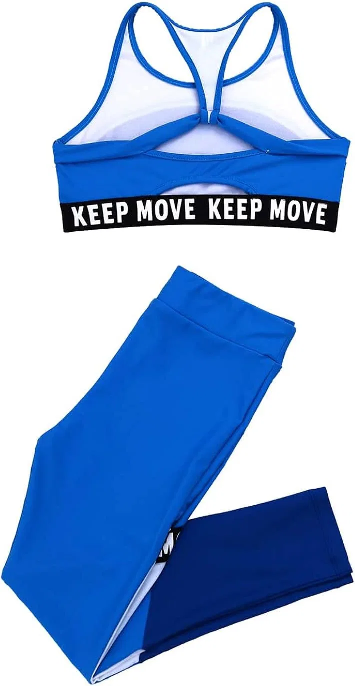 Детский спортивный костюм с принтом, Moggemol, топ и леггинсы, Royalblue — фото 4