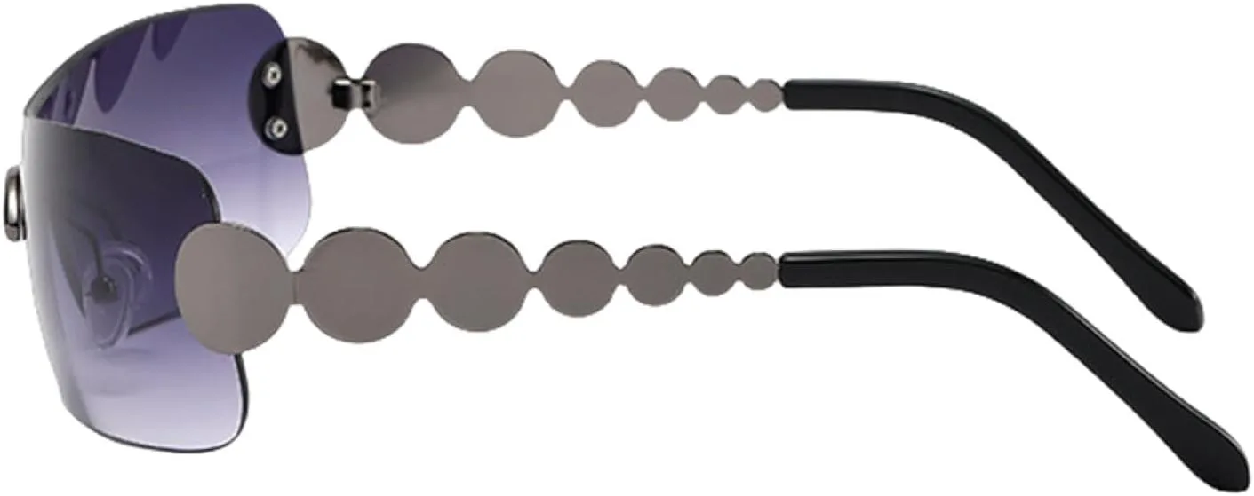 

Женские солнцезащитные очки без оправы, прямоугольной формы, в винтажном панк-стиле, с заклепками, в стиле «кружок», роскошные (как на фото) TYUVIVO, As the Photo