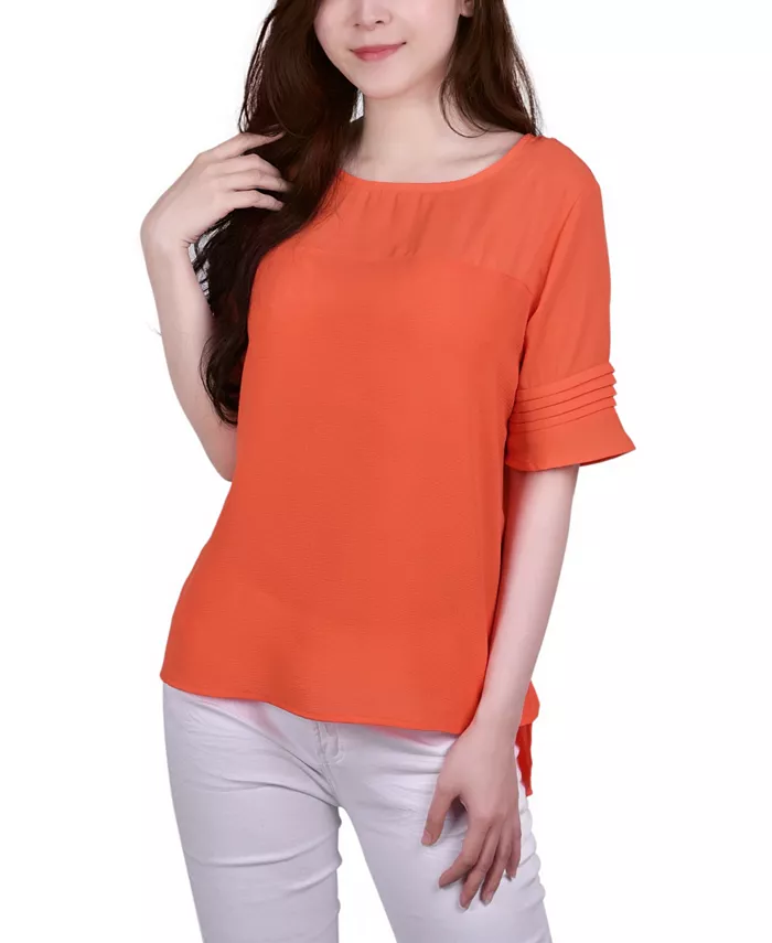 

Миниатюрный топ с короткими рукавами и двойной текстурой NY Collection, оранжевый