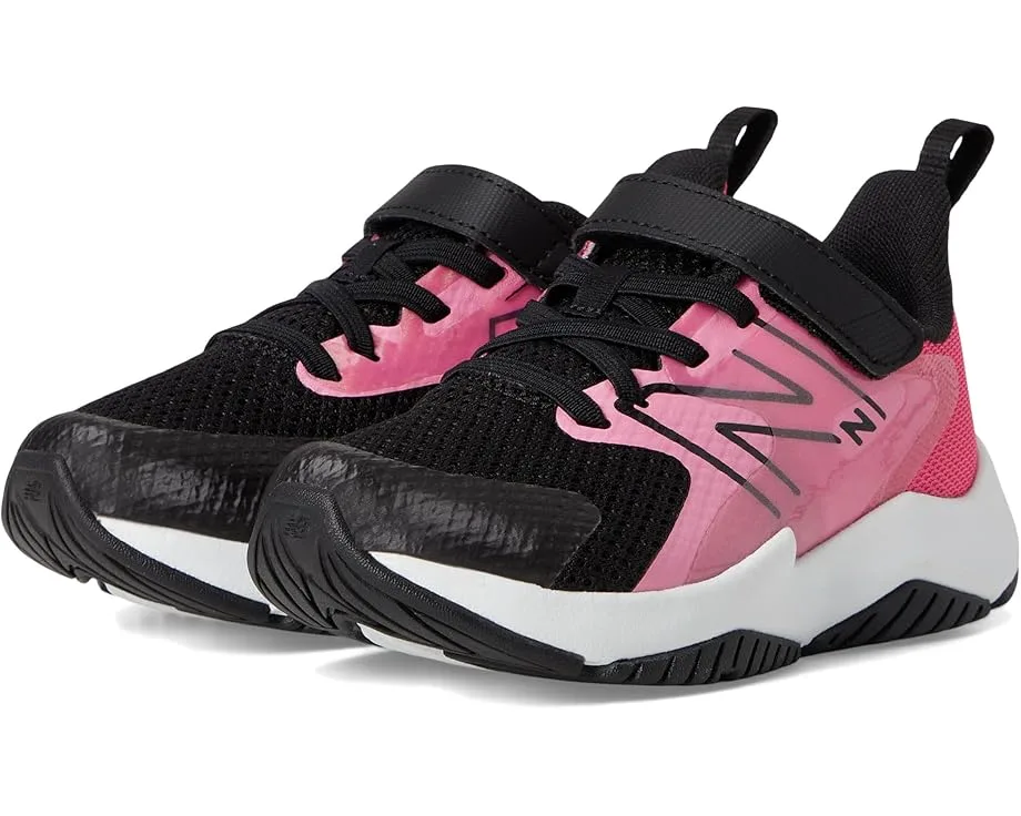 Кроссовки New Balance Kids Rave Run v2 Bungee Lace with Top Strap (Little Kid/Big Kid), Signal Pink/Black