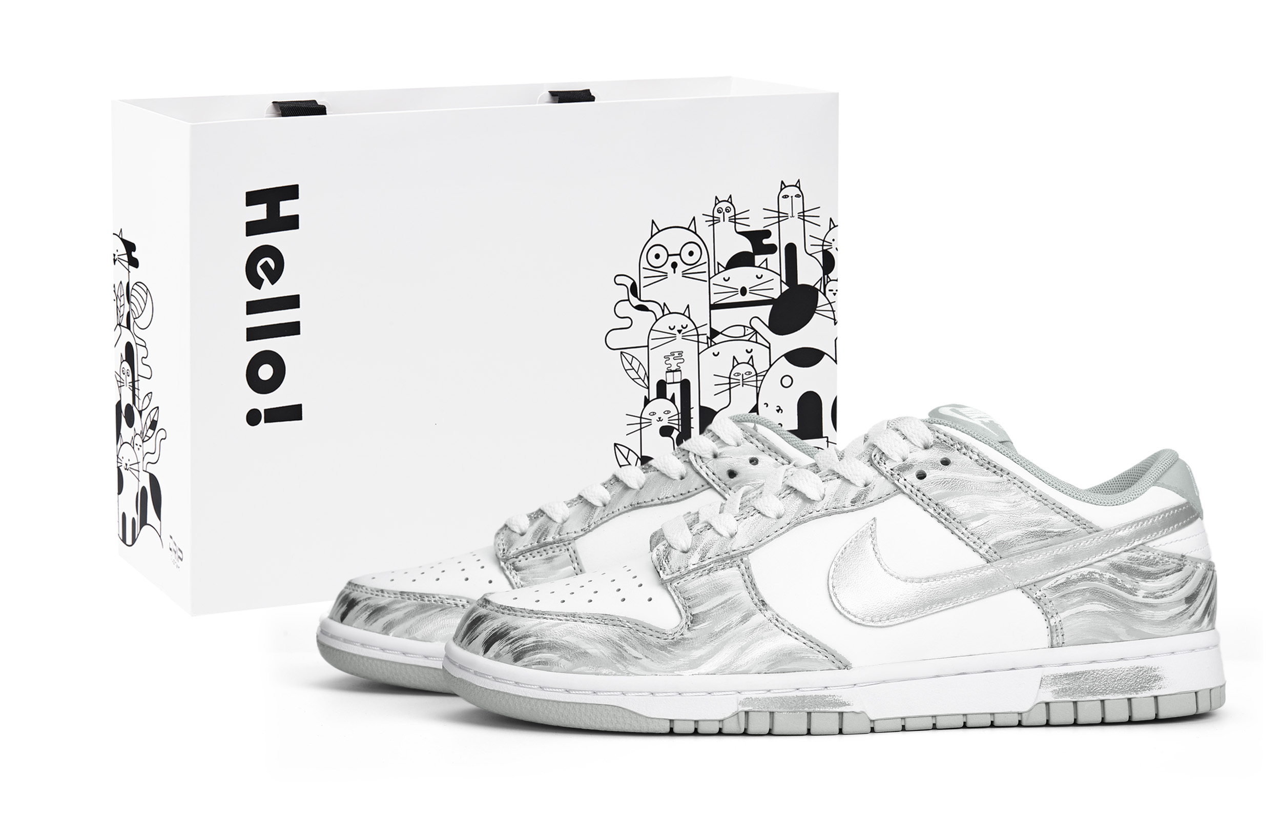 

Nike Кроссовки для скейтбординга Dunk Wear resistant And Lightweight Low top Unisex Silver