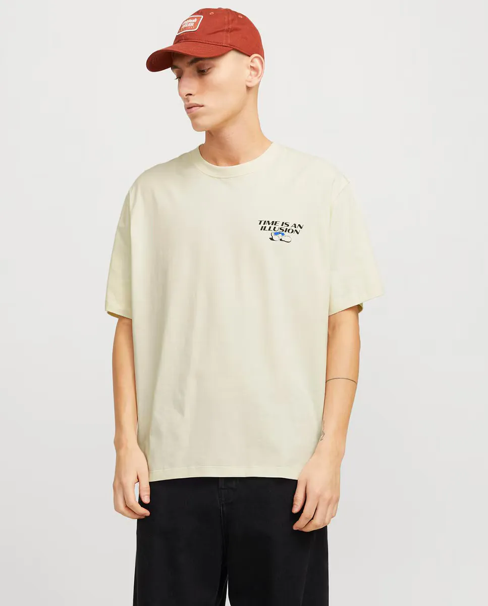 

Мужская футболка с короткими рукавами и боковыми деталями Jack & Jones, бежевый