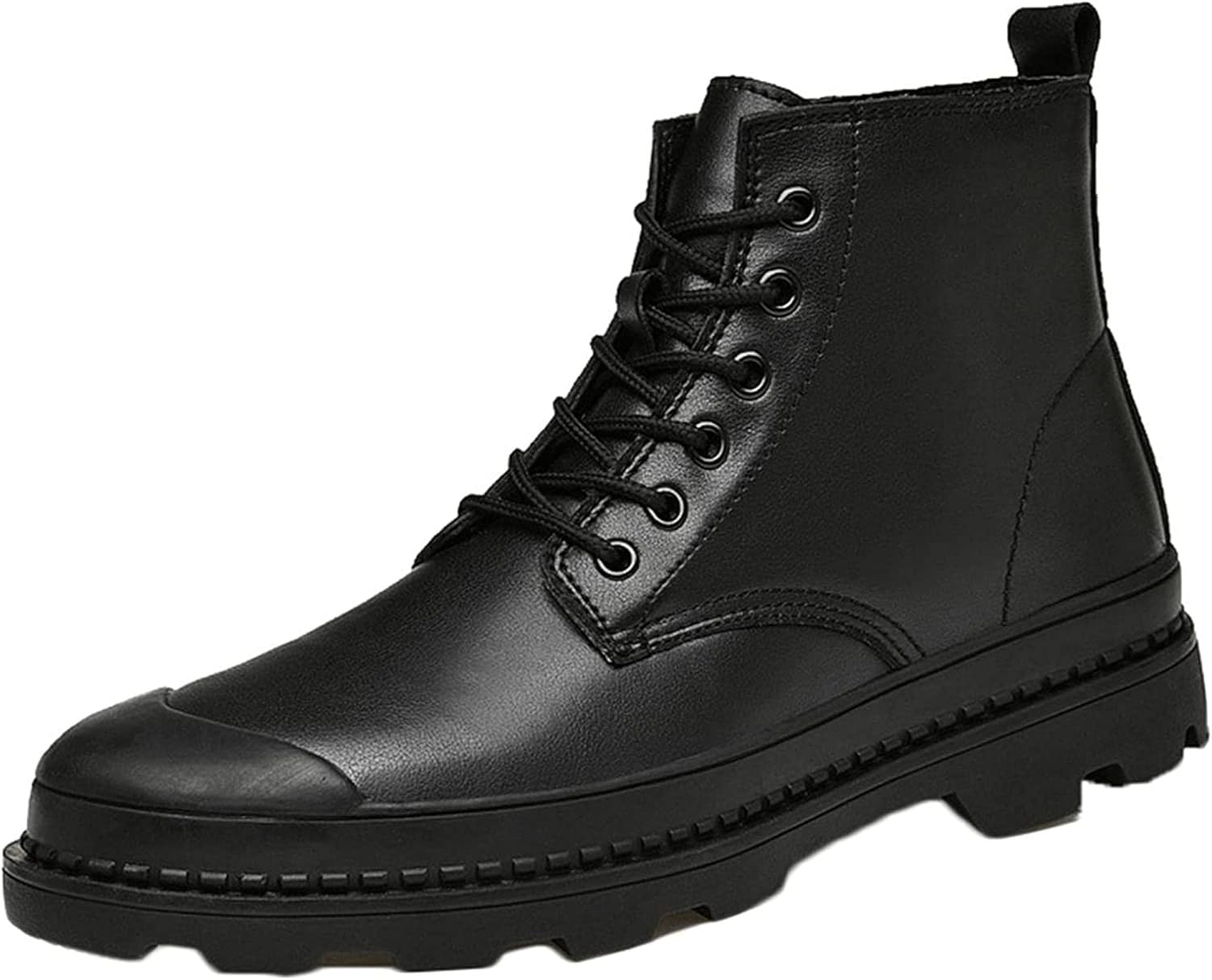 

Мужские высокие ботинки Yiozoi с шнуровкой, круглым носком, ветронепроницаемые, рабочие, для отдыха, прогулок, езды на велосипеде, с противоскользящей подошвой, черный