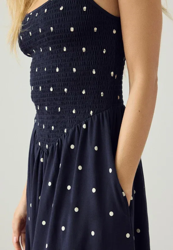Платье макси Regular fit Next, maxi dress, в горошек темно-синее