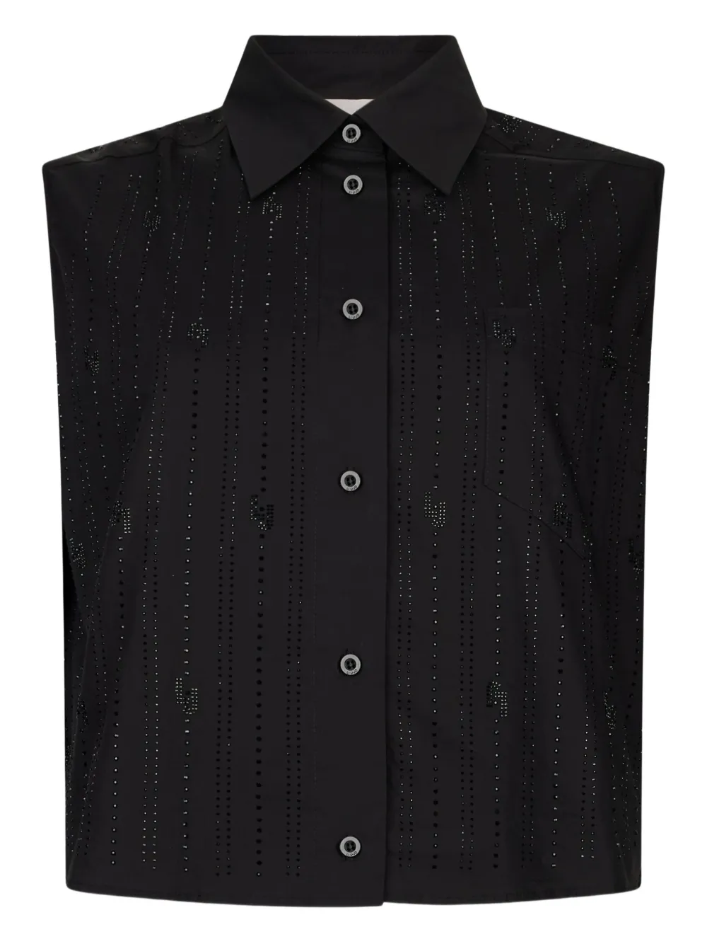 

Хлопковый топ, украшенный стразами LIU JO, черный