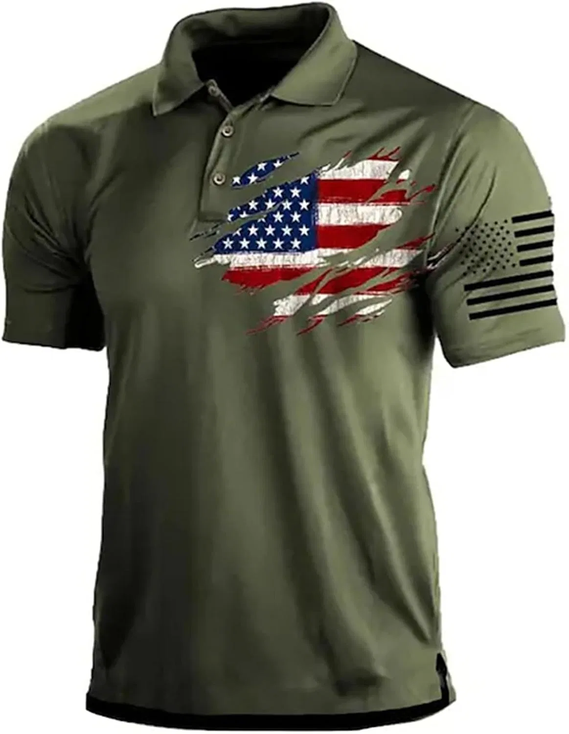 Футболка поло с патриотическим принтом, American Flag, A-ag