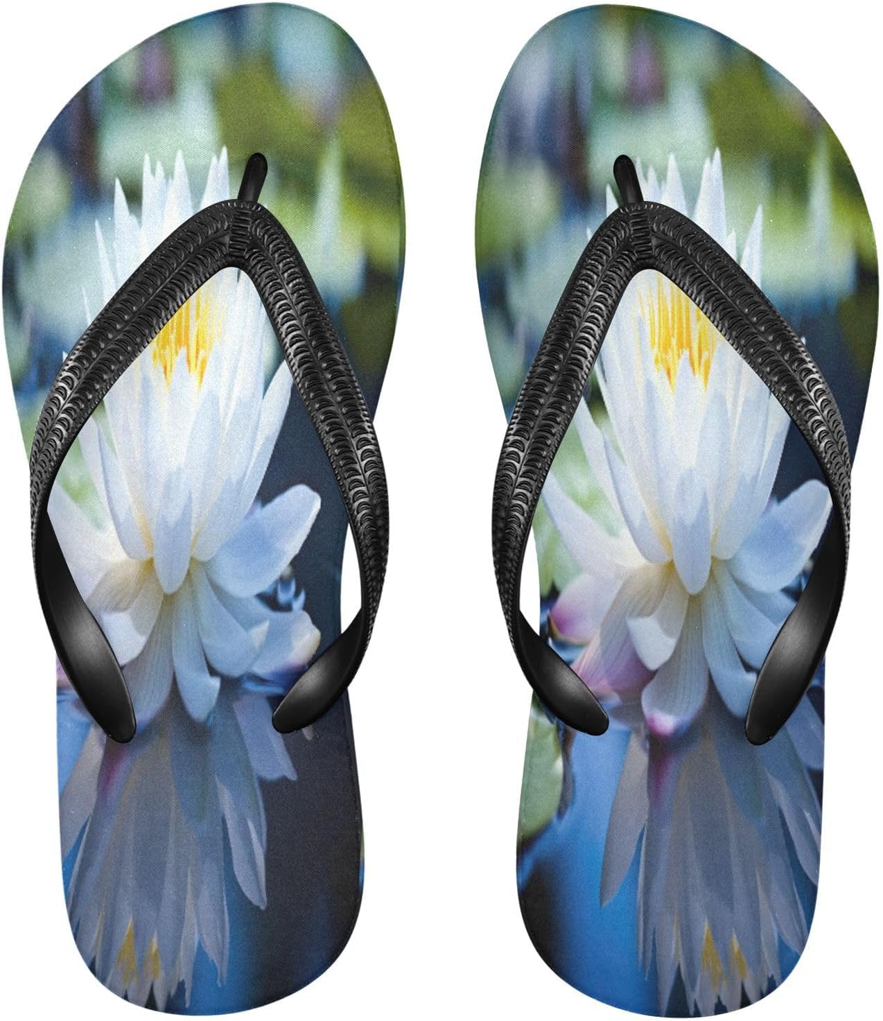 

Винтажные белые цветы Лотос Вьетнамки Пляжные Тапочки для душа Резиновые Нескользящие Летние Шлепанцы для женщин и мужчин Sinestour