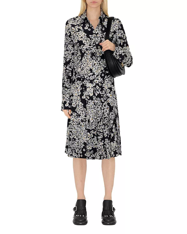 

Шелковая рубашка с ромашками, прямого кроя. Burberry, черный