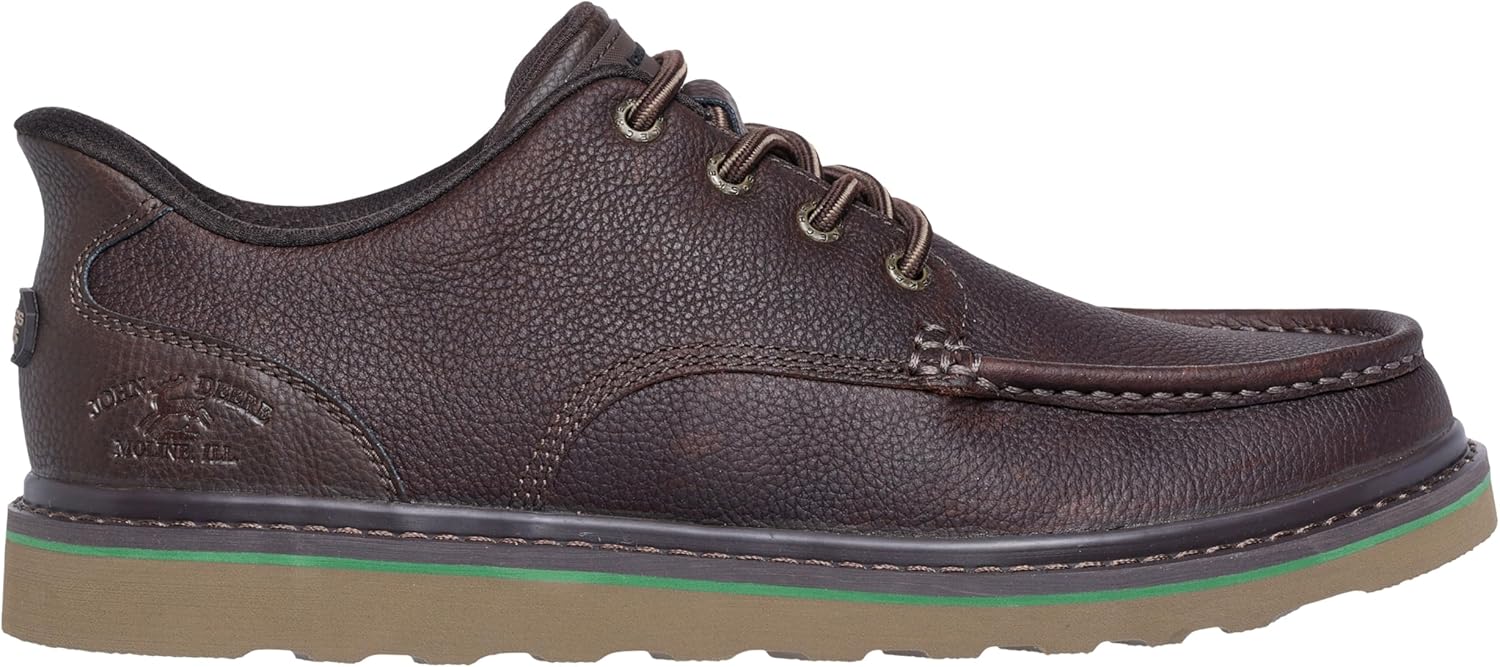 Мужские кожаные мокасины Skechers John Deere Brockman с эластичной застежкой, коричневый — фото 2