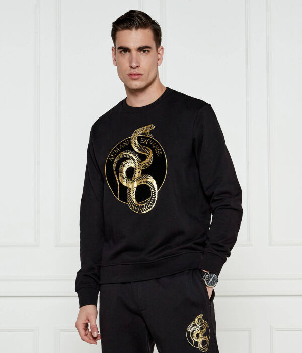 

Свитшот мужской Armani Exchange с золотым принтом, черный