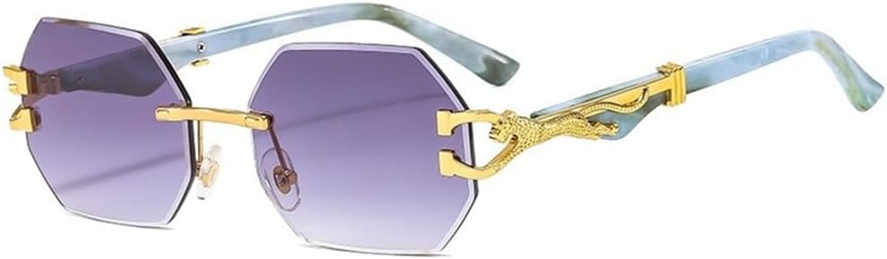 

Солнцезащитные очки без оправы для женщин и мужчин, с цветными градиентными линзами из поликарбоната, оправой с мраморным узором, золотистым леопардовым принтом и защитой от УФ-излучения UV400 VFDHN, C2